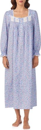 Eileen West Long Sleeve Cotton Ballet Nightgown in White/Dots at Nordstrom, Size Xx-Small