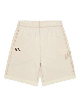 Aape By A Bathing Ape graphic-print track shorts - men - Cotton/Polyester - M - Neutrals