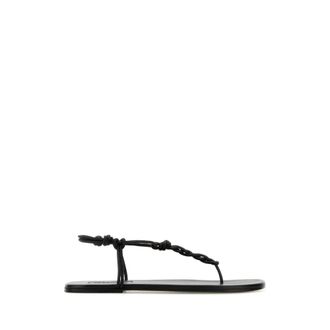 Jil Sander Flat Sandals, female, Black, Size: 7 1/2 US Knotted-strap Flat Sandal