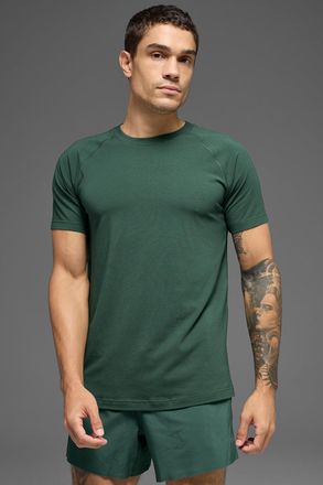 Alo Vapor Crewneck Short Sleeve Top in Clover Green, Size: Small