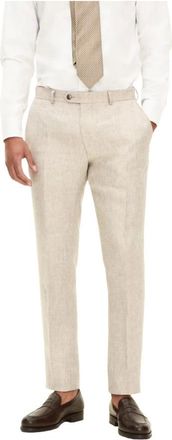 Oscar Jacobson Beige Linnen Broek Jurk Slim Fit - Heren - Broeken - Beige - Maat: XL Linnen