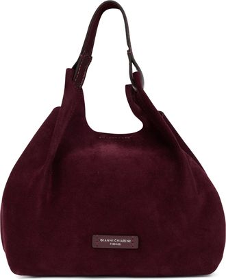 Gianni Chiarini Womens Shoulder Bag Suede Burgundy Calfskin Handbags Hand