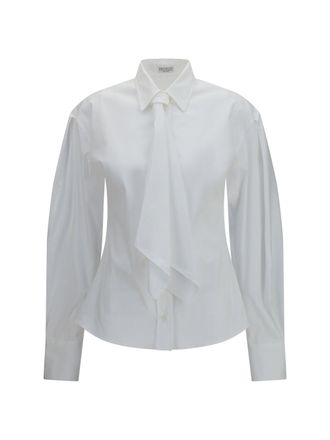 Brunello Cucinelli Womens Shirt With Tie, Cotton-Blend White