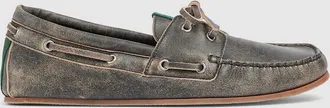 Gucci Mens Boat Shoe, Black, Leather