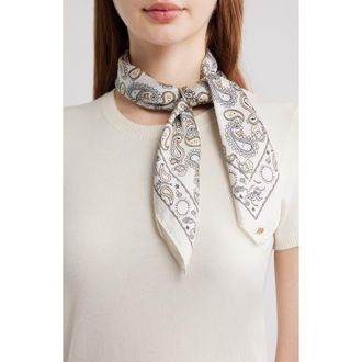 Lele Sadoughi Paisley Square Satin Scarf in Ivory at Nordstrom