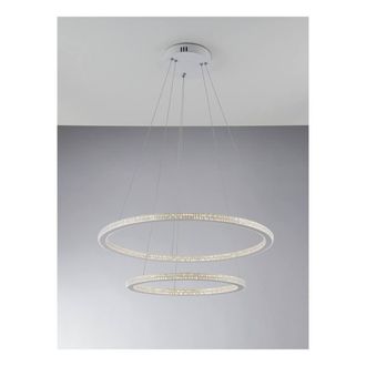 Netlighting Bryant Integrated LED 2 Tier Circular Crystal Pendant Light 4000K in White