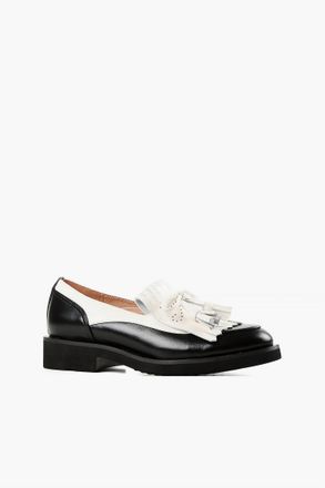 All Black Womens Kilty Guy Flats In Black/white