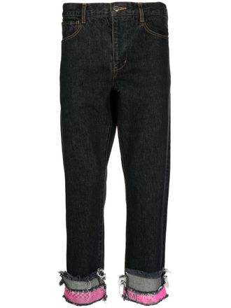 Facetasm cropped patchwork jeans - men - Cotton - 3 - Black