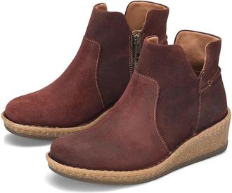 Børn Born Viv BR0062244 Boot Womens 11 Dark Red Leather Side Zip Ankle Bootie FZP062