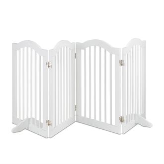 Relaxdays Relaxdays - Barrera Seguridad Perros, Valla Mascotas, Sin Taladrar, 4 Paneles, 70x205,5cm, Con Patas, Plegable, Blanca