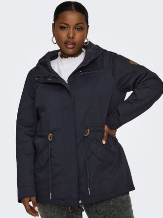 Only Carmakoma Parka ONLY CARMAKOMA CARLORCA SPRING CANVAS PARKA OTW NOOS, Damen, Gr. XL, blau (blau graphite), Canvas, Obermaterial: 80% Polyester, 20% Baumwolle, u