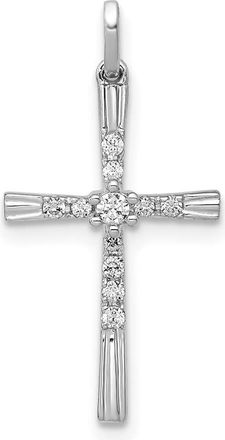 Diamond2Deal 10K White Gold 1/10ct. Diamond Cross Pendant