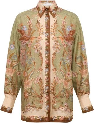 Zimmermann Indra Relaxed Shirt - Dames - Overhemden - Groen - S - Overhemden