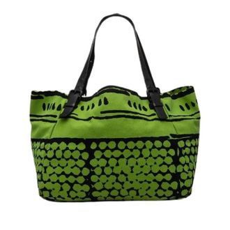 Bottega Veneta Pre-owned Vache Bubble Print Canvas Leather Tote Bag - Pre-owned - Mujer - Verde - ONE SIZE