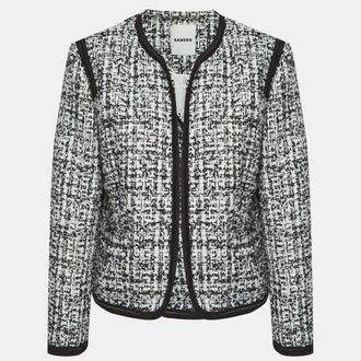 Sandro White/black Tweed Sequin Embellished Jacket