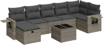 vidaXL Set De Sof&aacute;s De Jard&iacute;n Y Cojines 8 Piezas Rat&aacute;n Sint&eacute;tico Gris Vidaxl