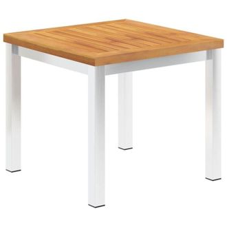 vidaXL Vidaxl - Garden Side Table 45x45x38 cm Solid Acacia Wood and Stainless Steel