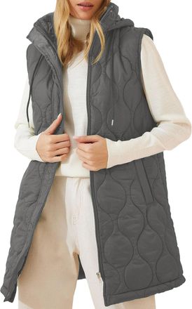 Generic YBEBEWE Sherpa Fleece Vest Jacket Lightweight Cozy Padded Jacket Hoodies Zipper Coats Transitional Quilted Waistcoat Lined for Autumn Winter Hiking Tr