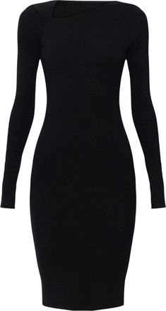Maison Margiela Bodycon Mini Dress with Asymmetrical Neckline and Long Sleeves