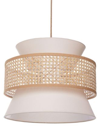 Beliani Lampada A Sospensione Illuminazione Con Paralume In Rattan Naturale Beige Luyano