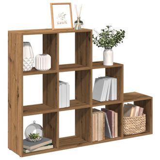 Berkfield Home Room Divider Bookcase 3-Tier Artisan Oak 137.5x29x103.5 cm Engineered Wood in Brown