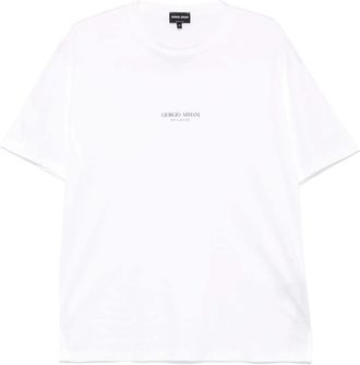 Giorgio Armani Katoenen Interlock T-shirt met Ronde Hals - Heren - T-shirts - Wit - XL - Katoen - Tops