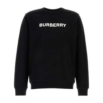 Burberry Sweatshirts, male, Black, Size: XL Cotton Crew-Neck Sweatshirt