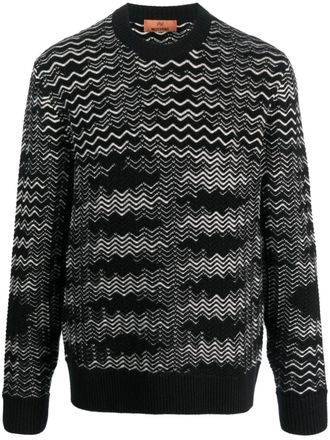 Missoni zig zag-pattern jumper - men - Spandex/Elastane/Wool/Polyamide - 48 - Black