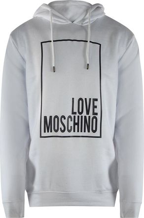 Moschino Mens Love Box Logo White Hoodie Cotton - Size X-Large