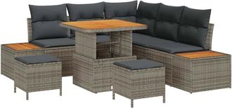 vidaXL Conjunto De Sof&aacute; De Jard&iacute;n Con Coj&iacute;n 8 Pcs Gris Polirat&aacute;n Vidaxl