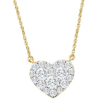 Pompeii3 1Ct T. W. Heart Diamond Pendant 10k Yellow Gold Lab Grown 18 Necklace