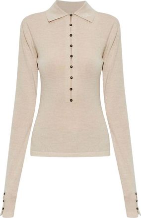 Jacquemus Tops, Dames, Beige, S, Wol, Merino Long-Sleeve Polo
