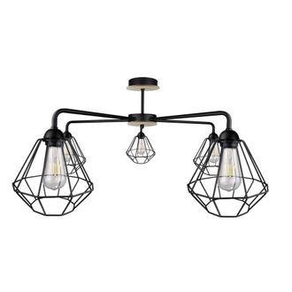 Netlighting Foskal Semi Flush Light Black Wood 70cm 5x E27