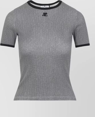 Courr&egrave;ges cotton houndstooth short-sleeve t-shirt