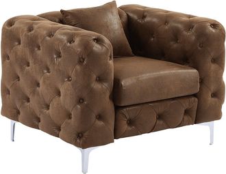 Vente-Unique Sill&oacute;n chesterfield de microfibra con acabado de piel envejecida EDWINA