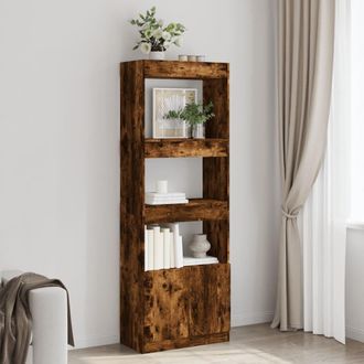 Berkfield Home Highboard&not;Smoked Oak 63x33x180 cm Engineered Wood in Brown | Size: 63 x 33 x 180 cm