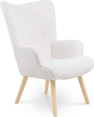 IDMarket Ivar Poltrona Scandinava In Tessuto Bouclette Bianco