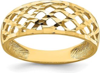 Diamond2Deal 14k Yellow Gold Solid Diamond-Cut Woven Pattern Dome Ring