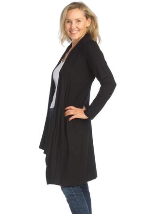 Papillon Lightweight 3/4 Sleeve Cardigan In Black