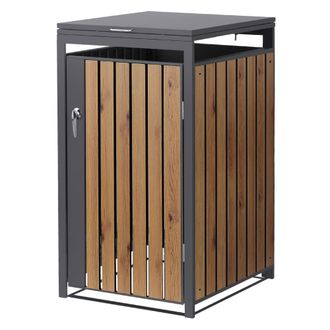 ML Design Cobertizo de exterior para 1 cubo 68x80x120cm antracita madera roble