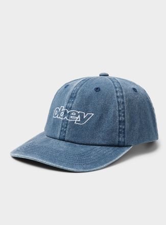 Obey Mens Slanted logo pigment denim cap