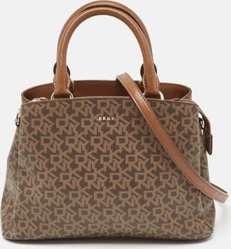 DKNY Dkny Brown Signature Coated Canvas Satchel