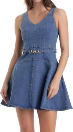 Karina Grimaldi Lola Stretch Denim Mini Dress In Blue