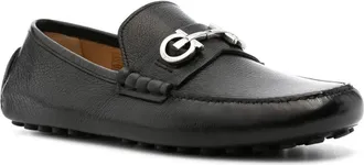 Ferragamo Gancini-Plaque Leather Loafer - Black