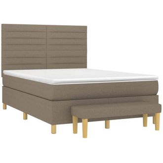 vidaXL Vidaxl - Cama Box Spring Con Colch&oacute;n Tela Gris Taupe 140x190 Cm