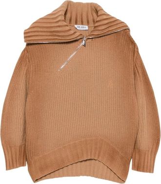 The Attico Zip Up Crewneck - Dames - Ronde hals truien - Beige - M - Truien & Vesten