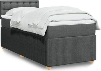 vidaXL Cama Box Spring Con Colch&oacute;n Tela Gris Oscuro 80x200 Cm Vidaxl