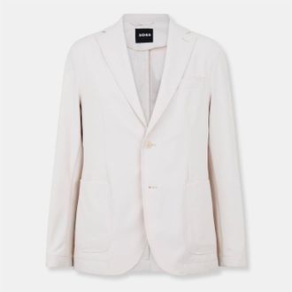 HUGO BOSS Mens Solid Patterned Notch Collared Blazer in Open White - Size X-Large