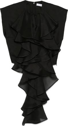 Viktor & Rolf Top in seta con ruches - Nero