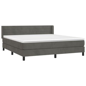 vidaXL Cama Box Spring Con Colch&oacute;n Terciopelo Gris Oscuro 180x200 Cm Vidaxl